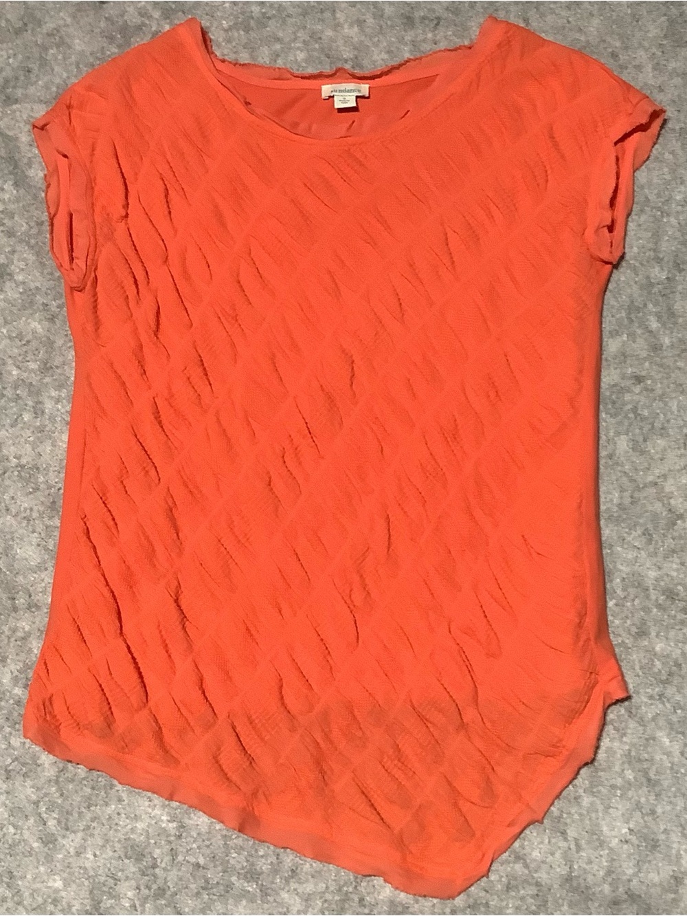 Sundance Vibrant Orange Short-Sleeve Textured Loose Fitting Sleeveless